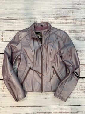 Vintage Harley-Davidson Purple Metallic Leather Biker Jacket Sz S